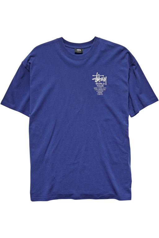 Stussy Mens World Tour SS T Shirt Navy - XYKQH5498